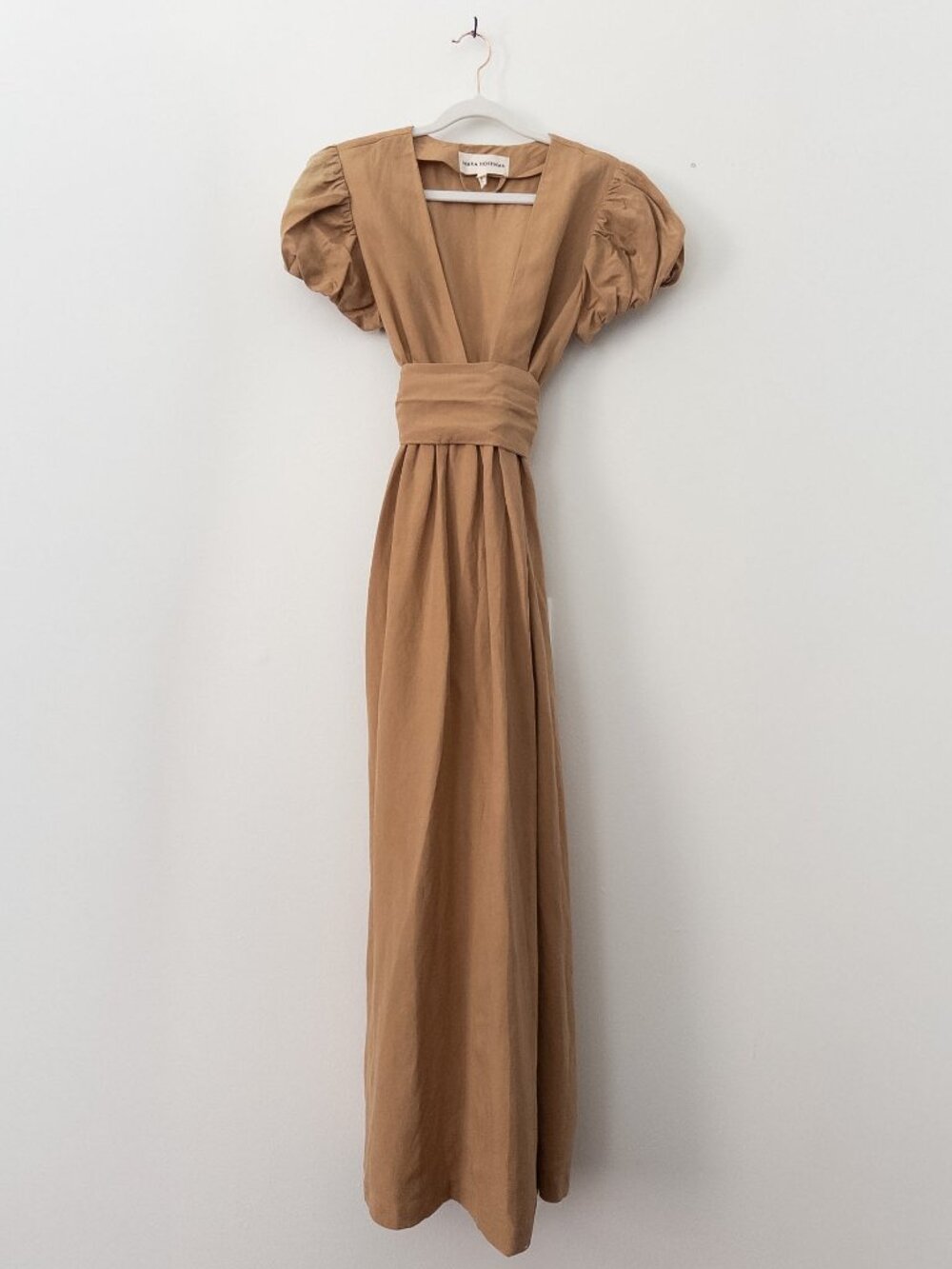 Mara Hoffman Womens Savannah Linen Puff Sleeve Maxi Dress Tan - Sz S